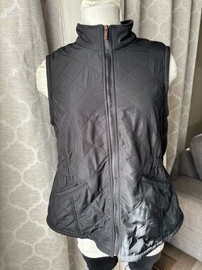 Black Quilted Sleeveless Vest with Zip - Womens Jacket & Coat